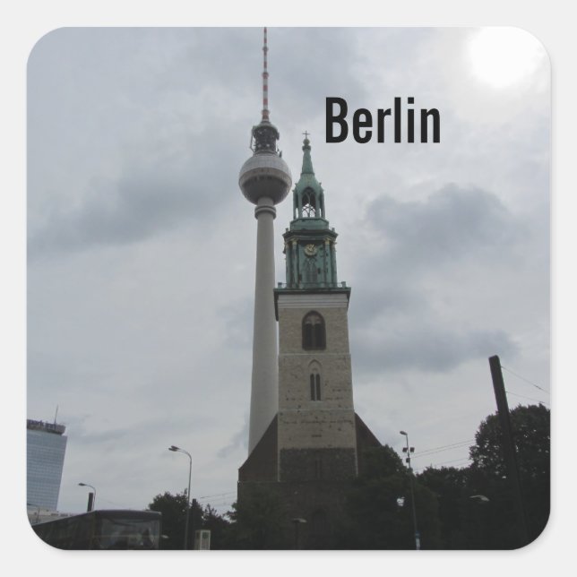 Berlin TV Tower Square Sticker (Front)