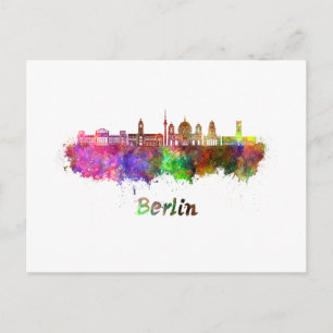 Berlin V2 skyline in watercolor Postcard