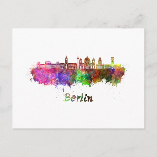 Berlin V2 skyline in watercolor Postcard (Front)