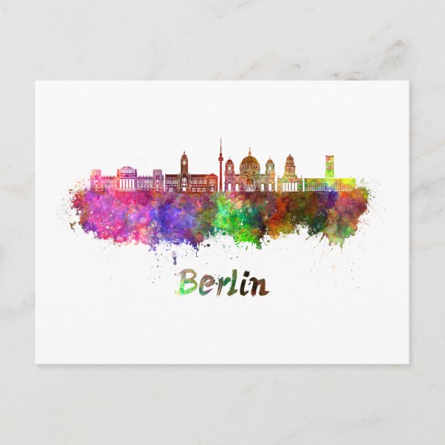 Berlin V2 skyline in watercolor Postcard (Front)