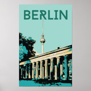 Berlin view with Fernsehturm illustration Germany  Poster