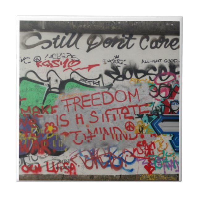 Berlin Wall East Side Graffiti Street Art Tile (Front)