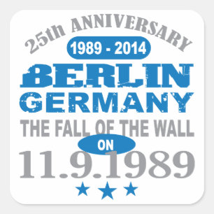 Berlin Wall Germany 25 Year Anniversary Square Sticker