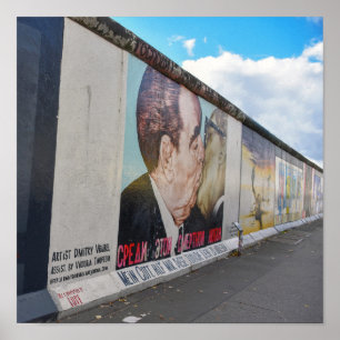 Berlin Wall Kiss Mural, Germany Poster