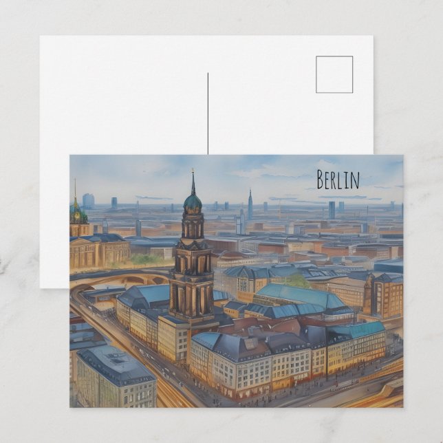Berlin watercolor art postcard (Front/Back)