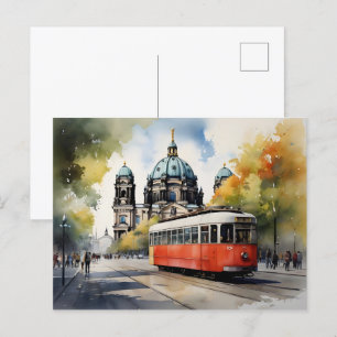Berlin watercolor art postcard