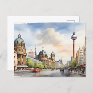 Berlin watercolor art postcard