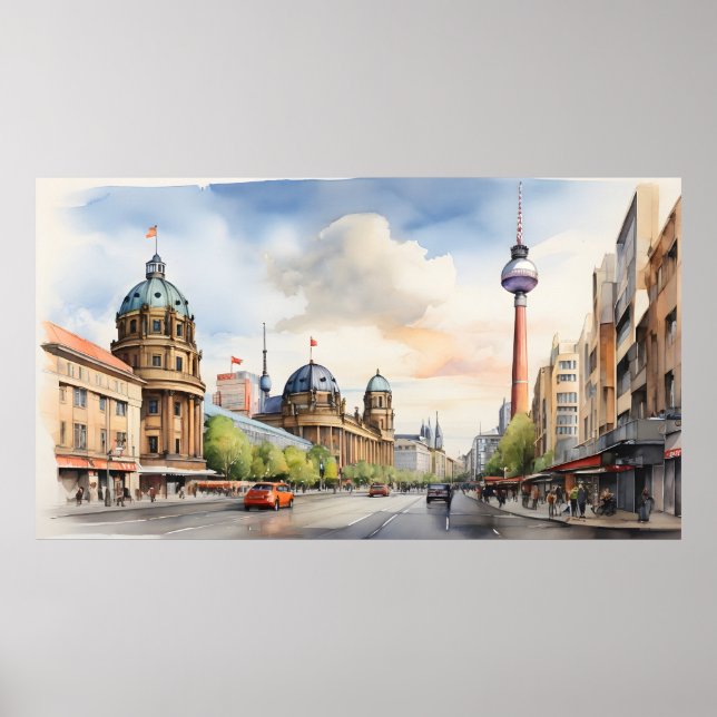 Berlin watercolor art poster (Front)