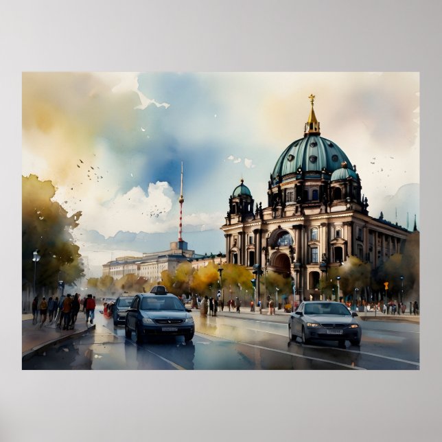 Berlin watercolor art poster (Front)