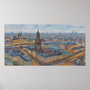 Berlin watercolor art poster