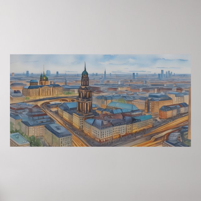 Berlin watercolor art poster (Front)