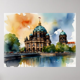 Berlin watercolor art poster