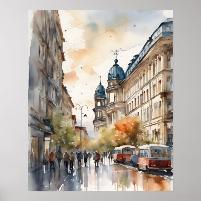 Berlin watercolor art poster (Front)