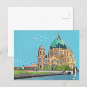 Berliner Dom Germany Whimsical Illustration Postcard