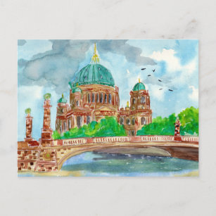 Berliner Dom Watercolor Postcard