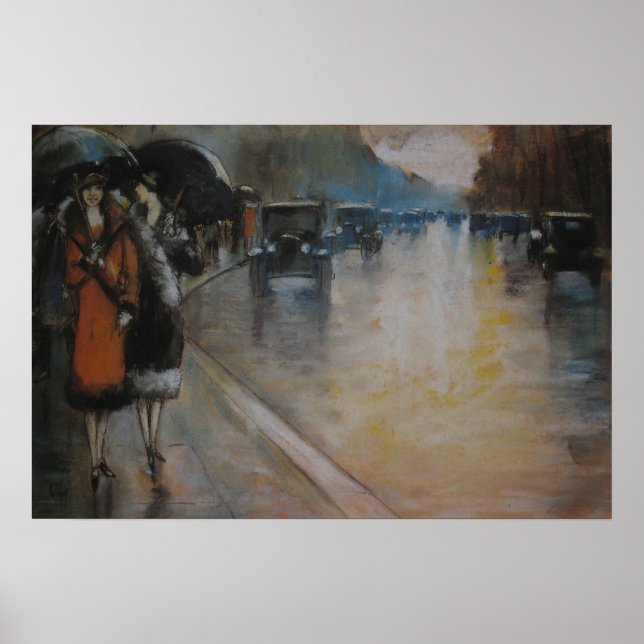 Berliner Straße im Regen Poster (Front)