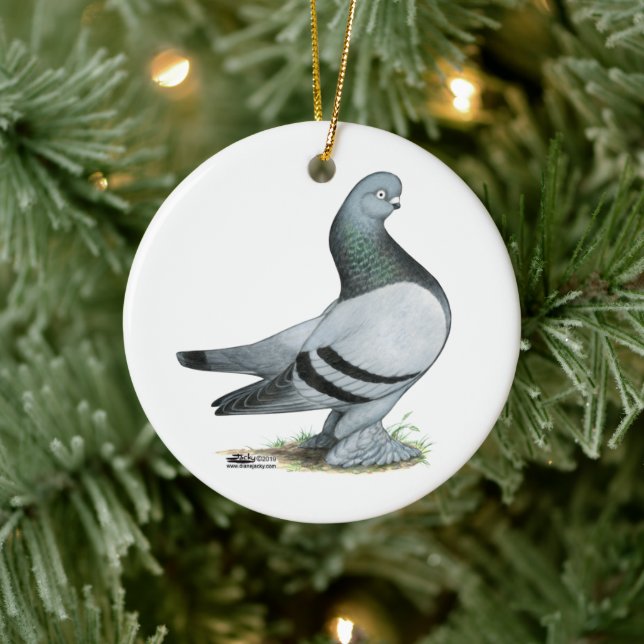 Berliner Tumbler Pigeon Blue Bar Ceramic Tree Decoration (Tree)