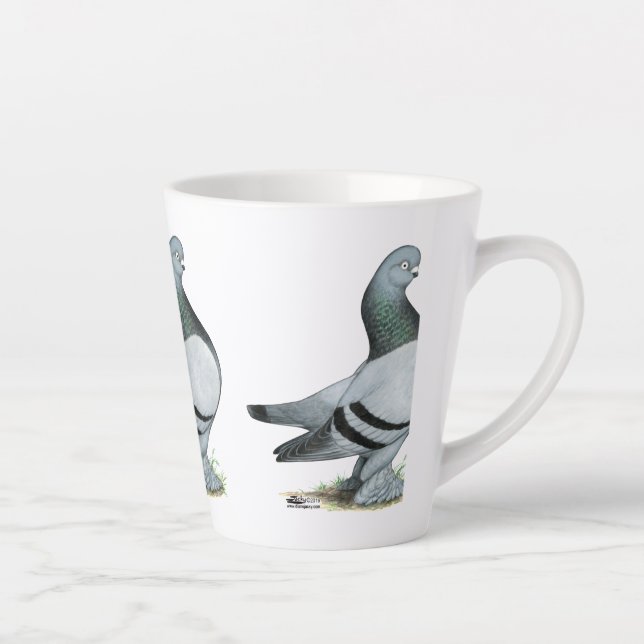 Berliner Tumbler Pigeon Blue Bar Latte Mug (Right)