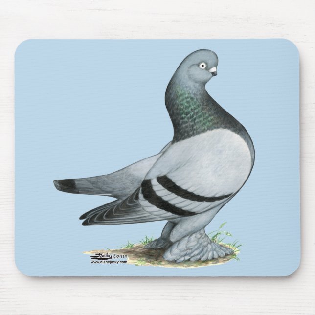 Berliner Tumbler Pigeon Blue Bar Mouse Mat (Front)