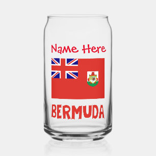 Bermuda and Bermudia Flag Red Personalisation  Can Glass