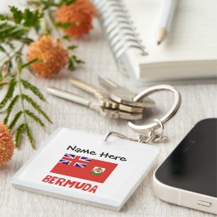 Bermuda and Bermudian Flag Personalised Acrylic  Key Ring