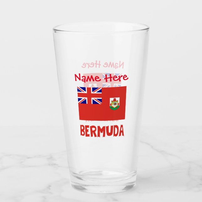 Bermuda and Bermudian Flag Red Personalisation Glass (Front)