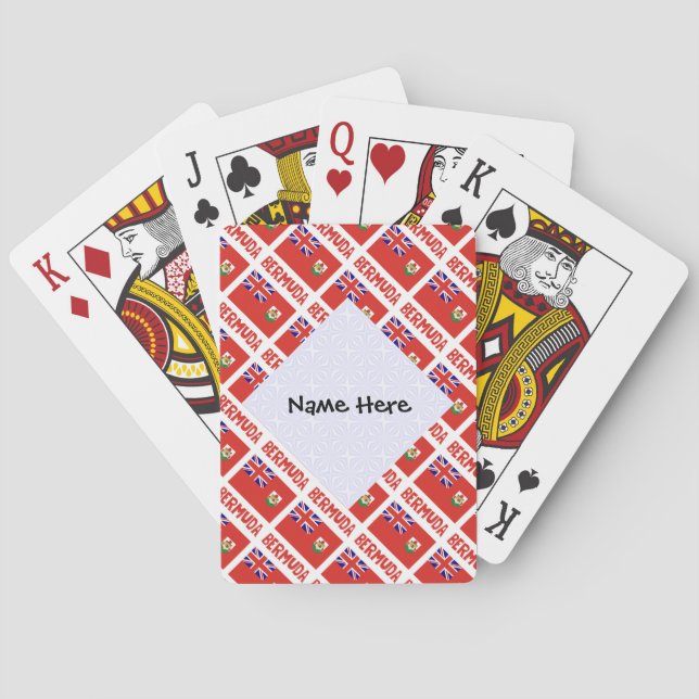 Bermuda and Bermudian Flag Tiled with Your Name Playing Cards (Back)