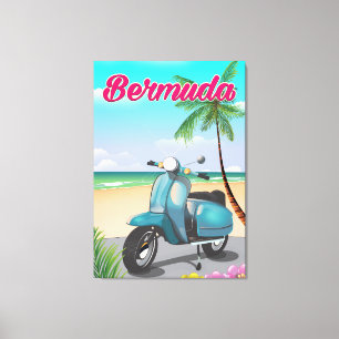 Bermuda Beach Scooter travel poster Canvas Print