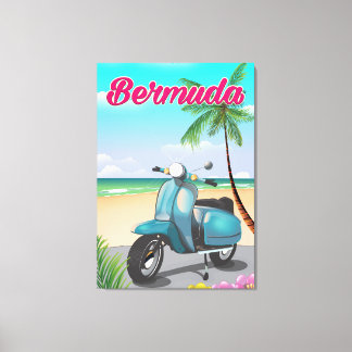 Bermuda Beach Scooter travel poster Canvas Print