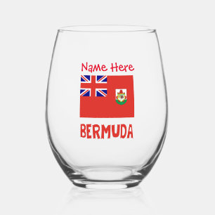 Bermuda Bermudia Flag Red Personalised Name Stemless Wine Glass