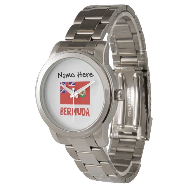 Bermuda Bermudian Flag Personalised Name Watch (Angled)