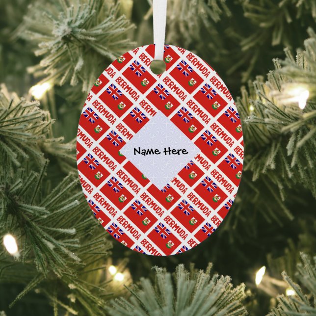 Bermuda Bermudian Flag Tiled Personalised  Metal Tree Decoration (Insitu)