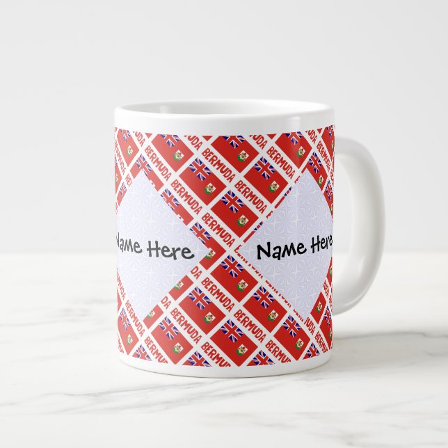 Bermuda Bermudian Flag Tiled Personalised Name Large Coffee Mug (Front Right)
