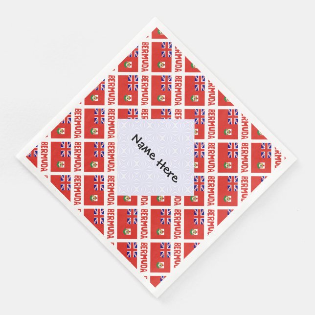 Bermuda Bermudian Flag Tiled Personalised Name Napkin (Corner)