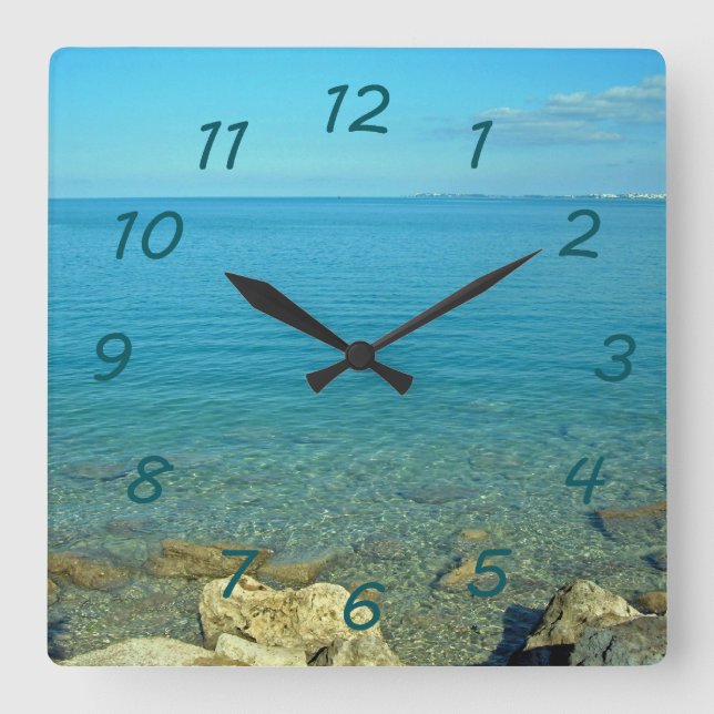 Bermuda Blue Green Waters Square Wall Clock (Front)
