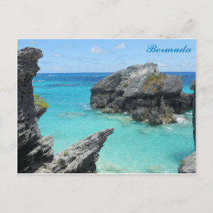 Bermuda Blue Ocean Rocky Beach Travel Photo Postcard