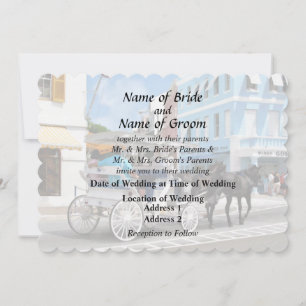 Bermuda - Carriage Ride in Hamilton Wedding Favour Invitation
