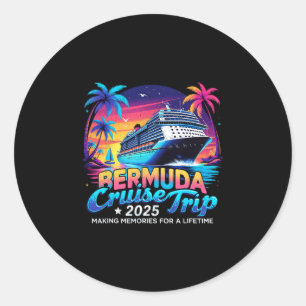 Bermuda Cruise Trip 2025 Sunset Vacation Gift 1 Classic Round Sticker