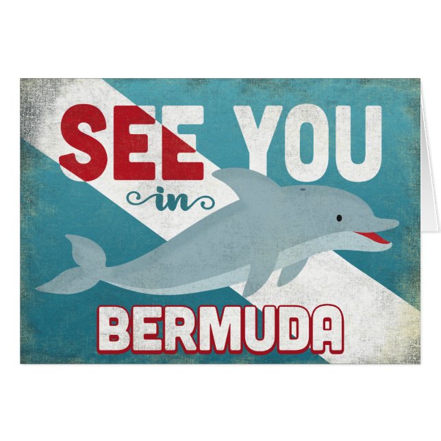 Bermuda Dolphin - Retro Vintage Travel (Front Horizontal)