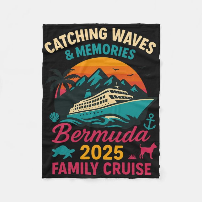 Bermuda Family Cruise 2025 Vacation Tee For Men Wo Fleece Blanket (Front)