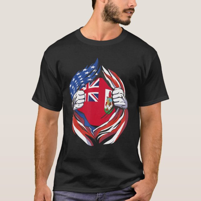 Bermuda Flag American Proud Of My Bermudian Herita T-Shirt (Front)