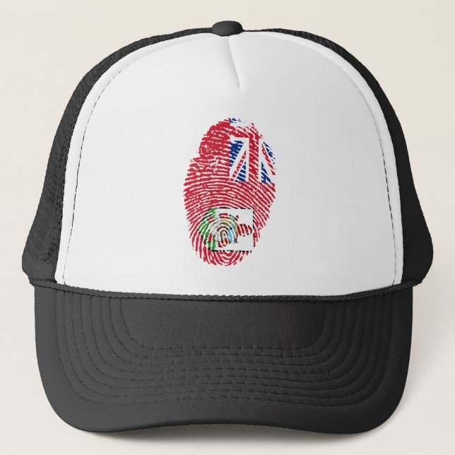 Bermuda Flag Fingerprint Country Pride Trucker Hat (Front)