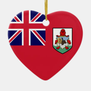 Bermuda Flag Heart Ceramic Tree Decoration