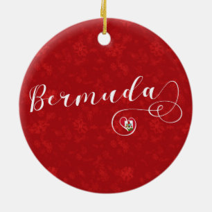 Bermuda Flag In A Heart Ceramic Tree Decoration