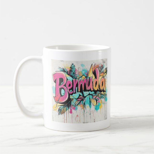 Bermuda Graffiti Vibes: Island Street Art  Coffee Mug (Left)