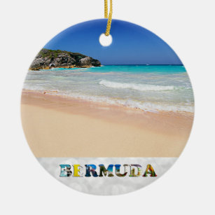 Bermuda Horseshoe Bay Pink Sand Beach Christmas Ceramic Tree Decoration