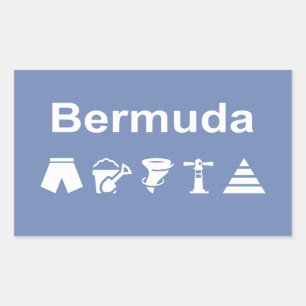 Bermuda Icons Monotone Dark Rectangular Sticker