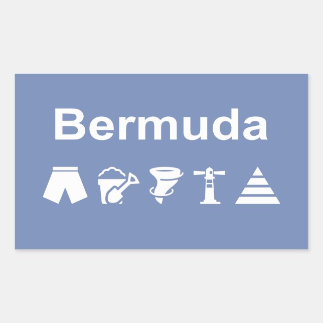 Bermuda Icons Monotone Dark Rectangular Sticker (Front)