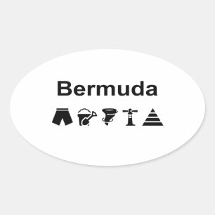 Bermuda Icons Monotone Light-Colour Oval Sticker