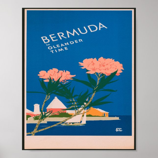 Bermuda in Oleander Time Vintage Travel Poster (Front)